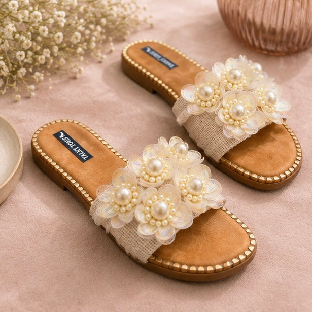 Handmade flower-pearly flats