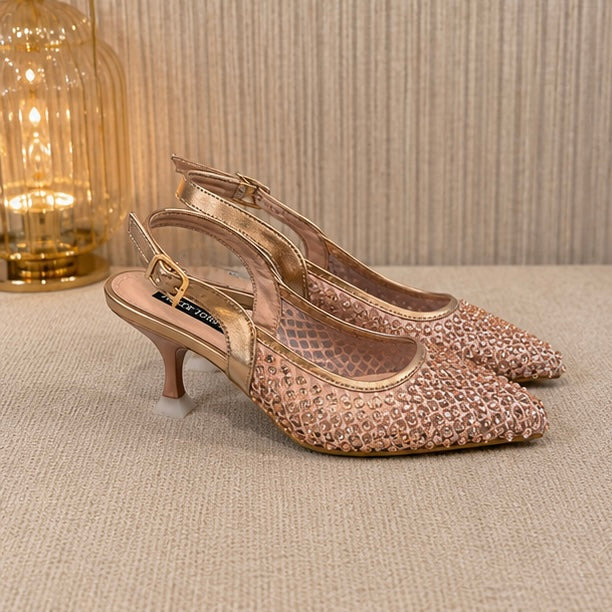 Gld - studded kitten heels