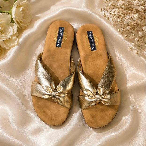Metallic golden comfy flats