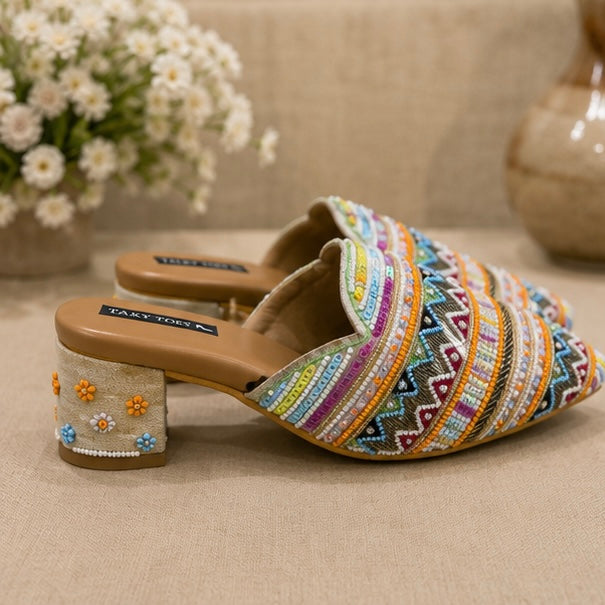 Multi - handwork ethn mules
