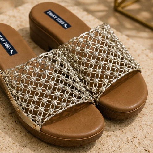 Aveline Platform Gold Comfort Wedges