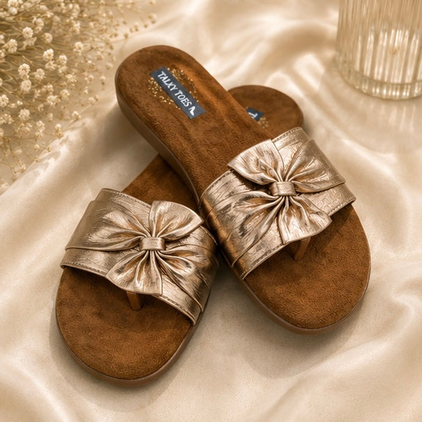 Metallic golden comfy flats