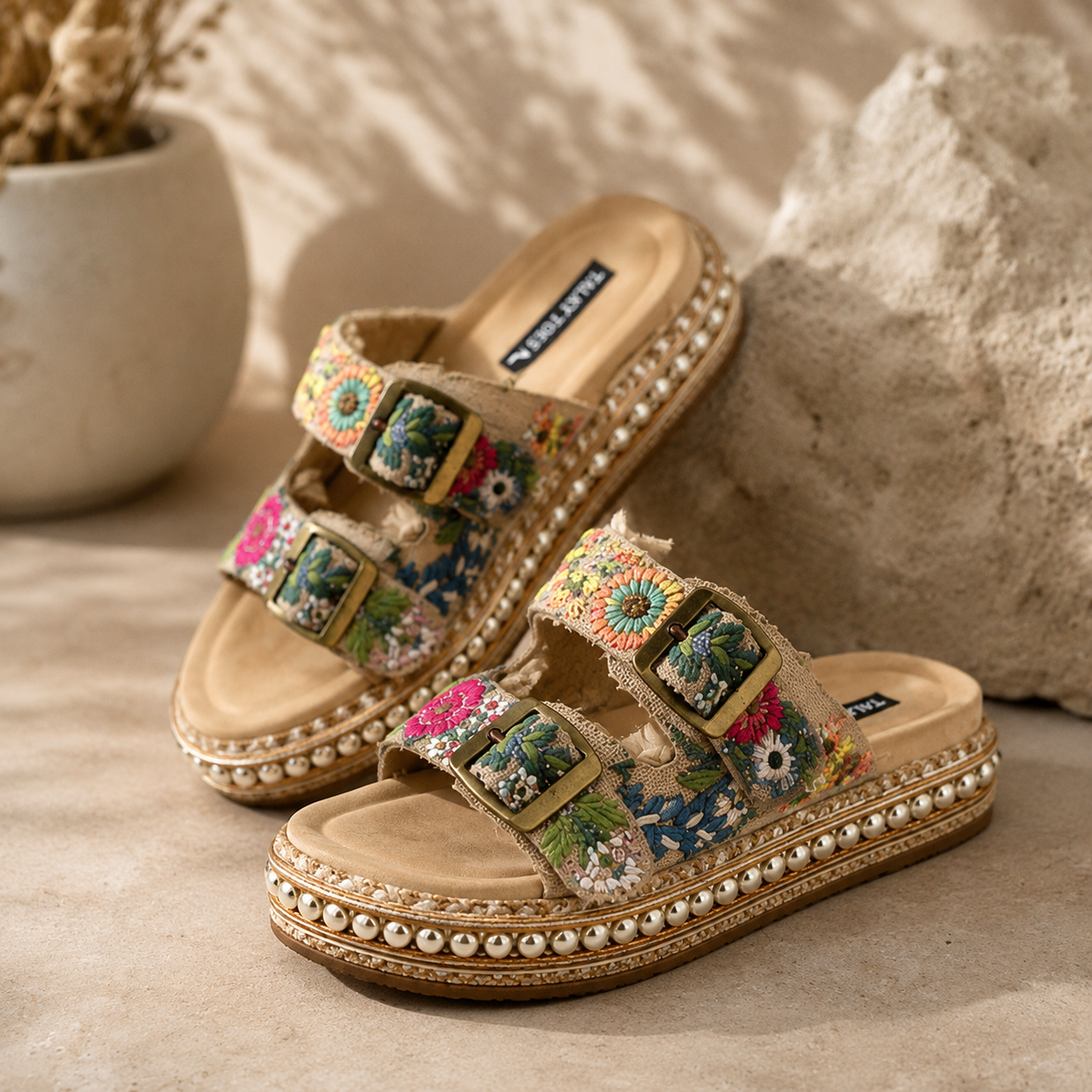 Double strap handwork wedges