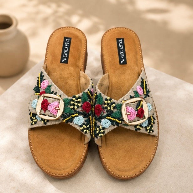 Hand emb - comfy flats