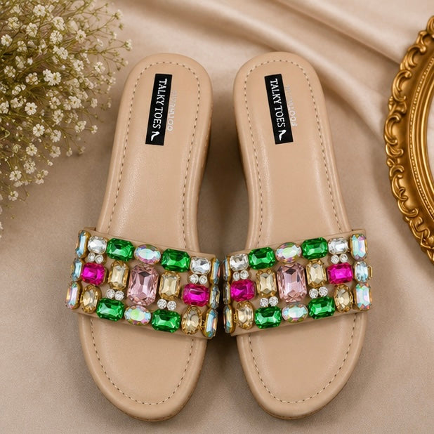 Embellished multi stone wedges