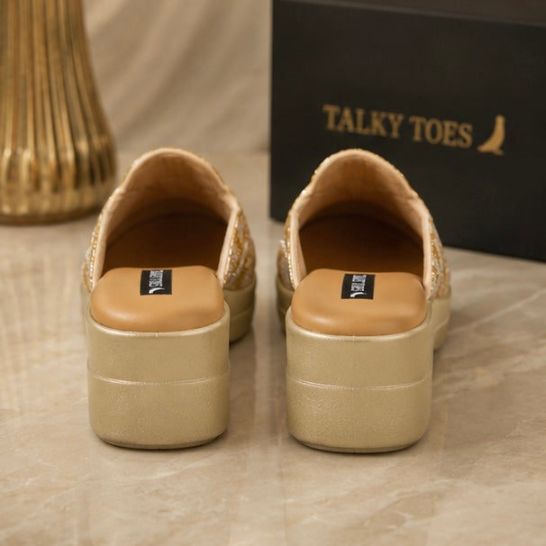 Golden handwork stella mules