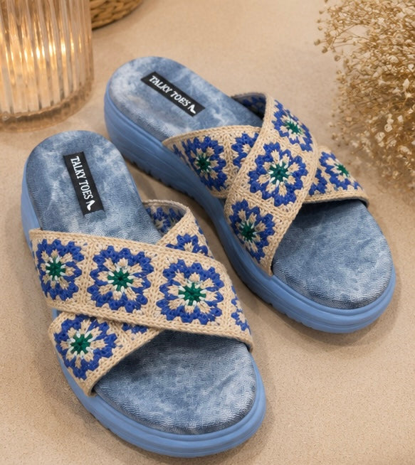 Handmade denim wedges