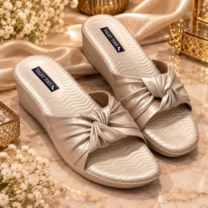 Champagne Bow Doctor comfort Wedges