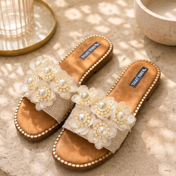 Handmade flower-pearly flats