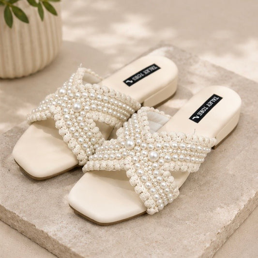 White Pearl Summer Flats