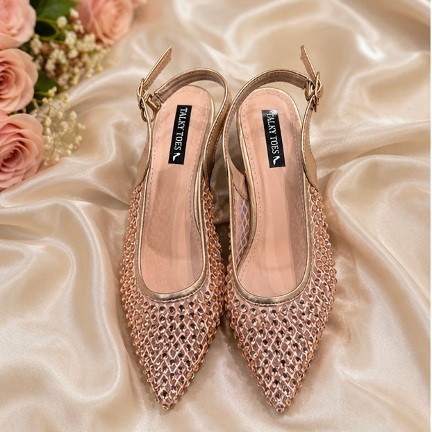 Gld - studded kitten heels