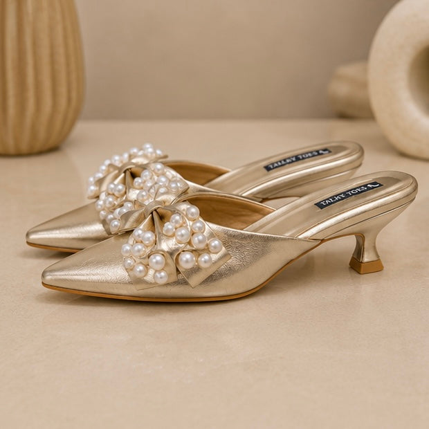 GLD- Pearls - kitten heels