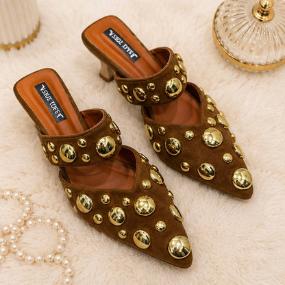 Patent Brown Kitten Heels — Signature