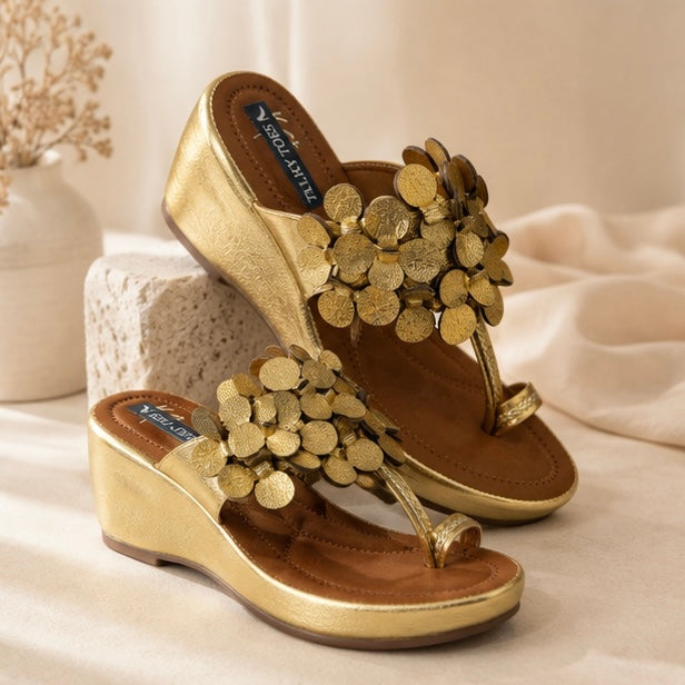 Gold Coin Comfort Toe-R Wedges