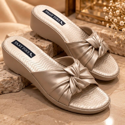 Champagne Bow Doctor comfort Wedges