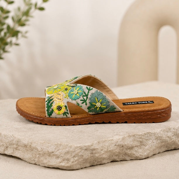 U- shape hand embroidered flats