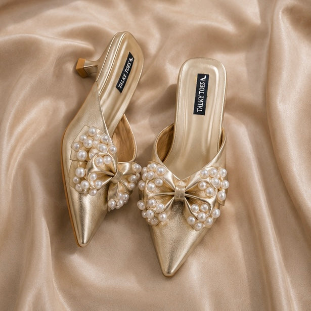 GLD- Pearls - kitten heels