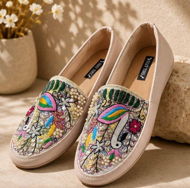 Hand embroidered espadrilles