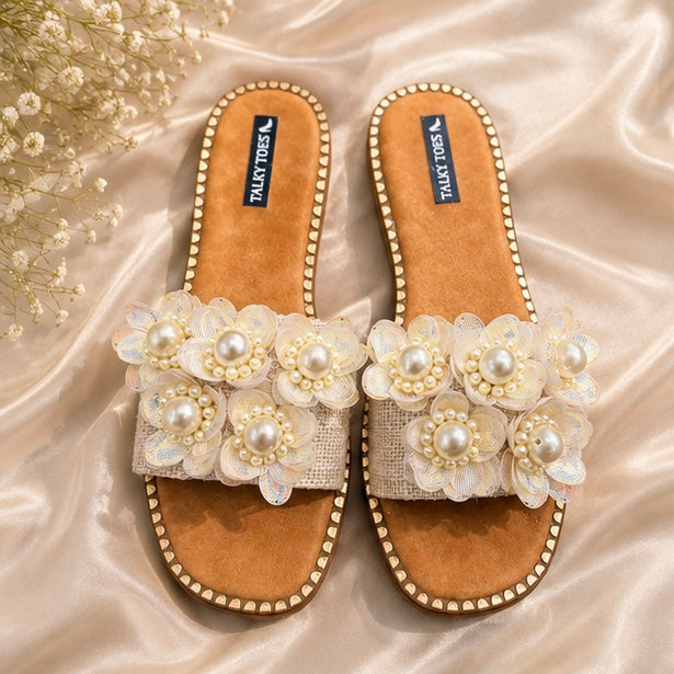 Handmade flower-pearly flats