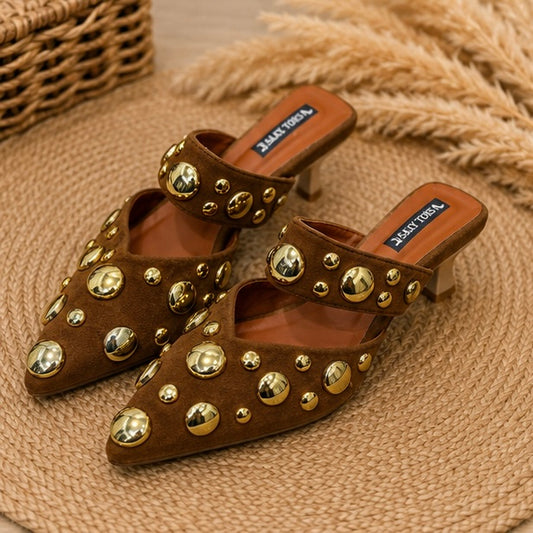 Patent Brown Kitten Heels