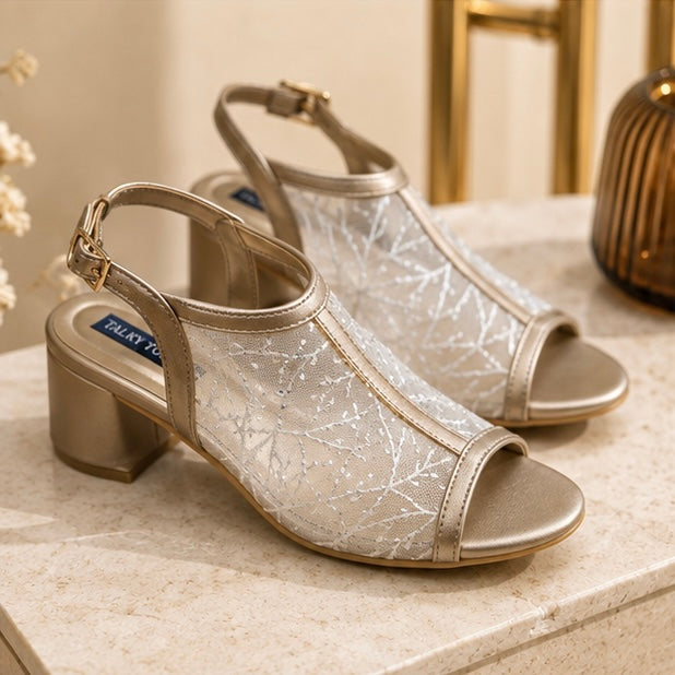 Aurelia gold block heels