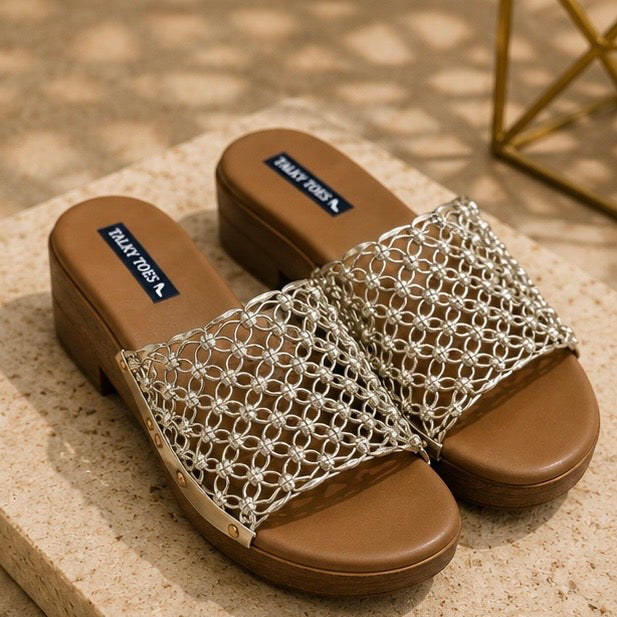 Aveline platform gold comfort wedges