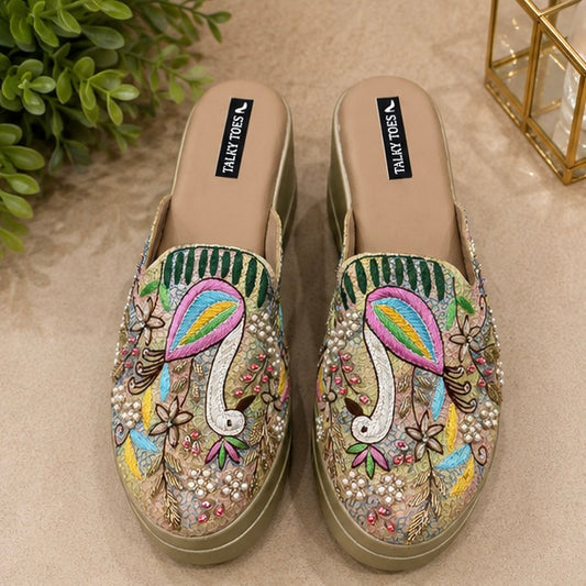 Flamingo Handwork Mules