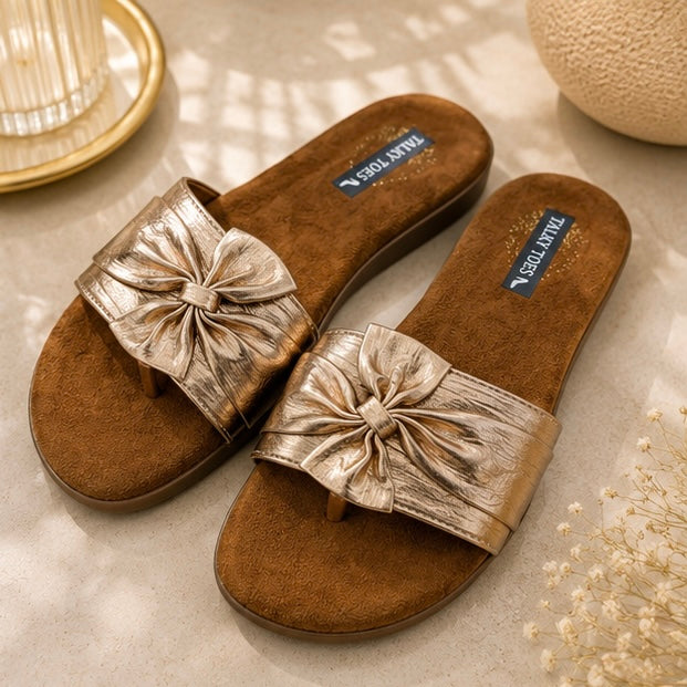 Metallic golden comfy flats