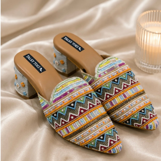 Multi - handwork ethn mules