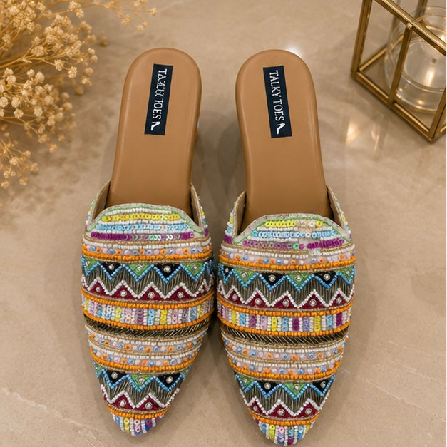 Multi - handwork ethn mules