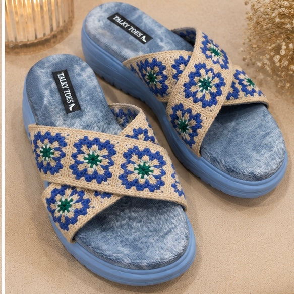 Handmade denim wedges