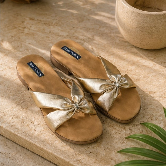 Golden Metallic Comfy Flats