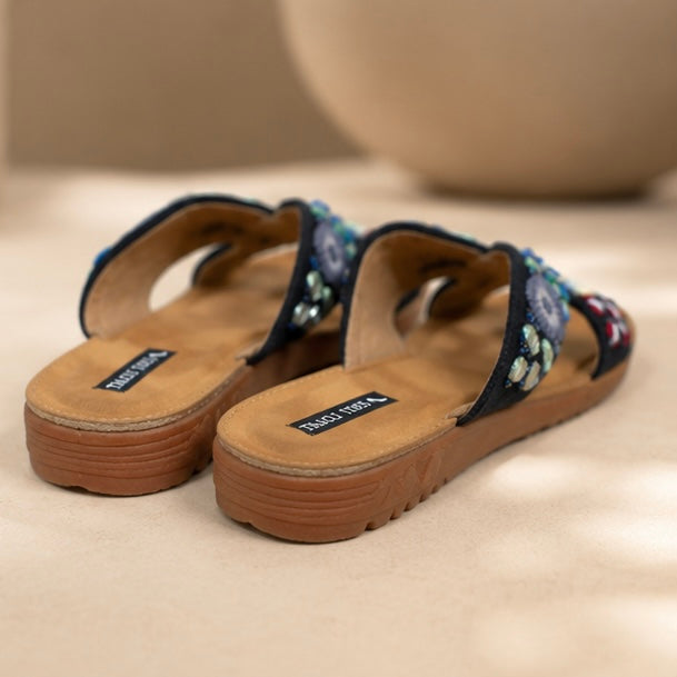Hand embroidered comfy flats