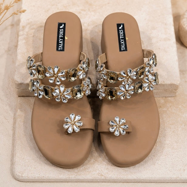 Elara crystal toe ring wedges