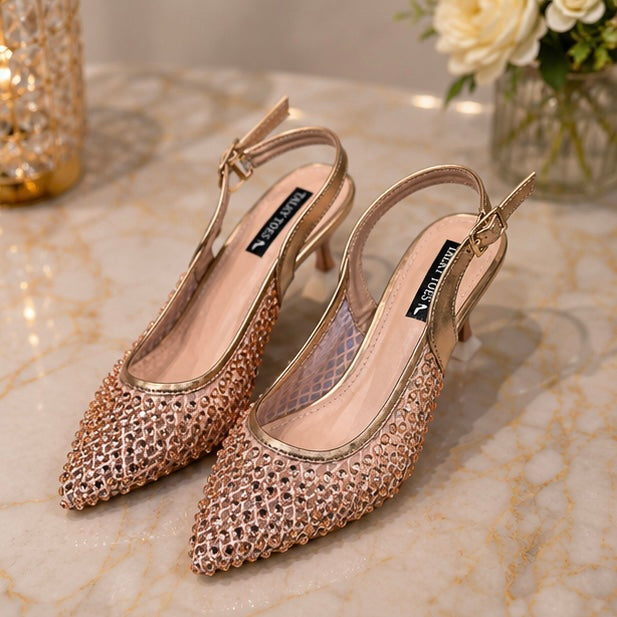 Gld - studded kitten heels