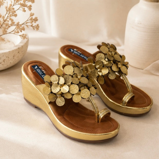 Gold Coin Comfort Toe-R Wedges