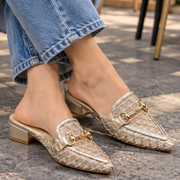 Horsbit mules - metallic gold