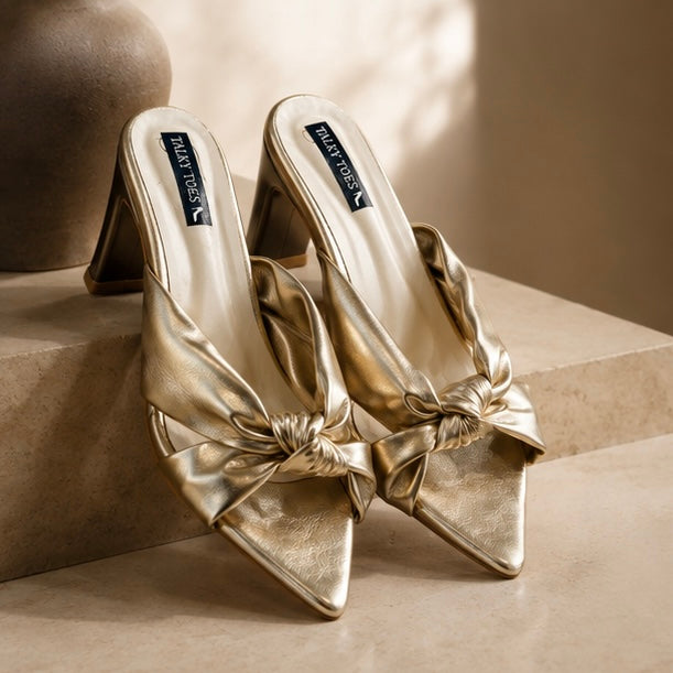 Serenil gold block heels