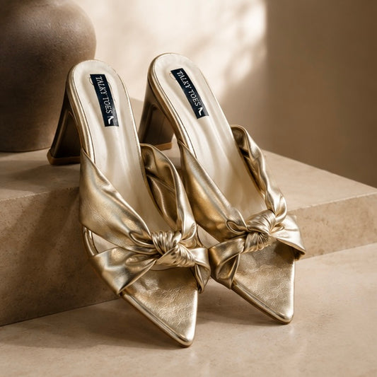 Serenil gold block heels
