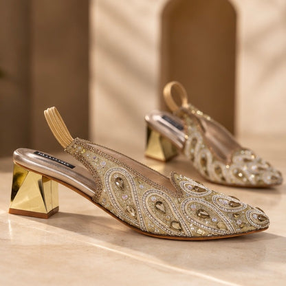 Zari Paisley Embellished Mules