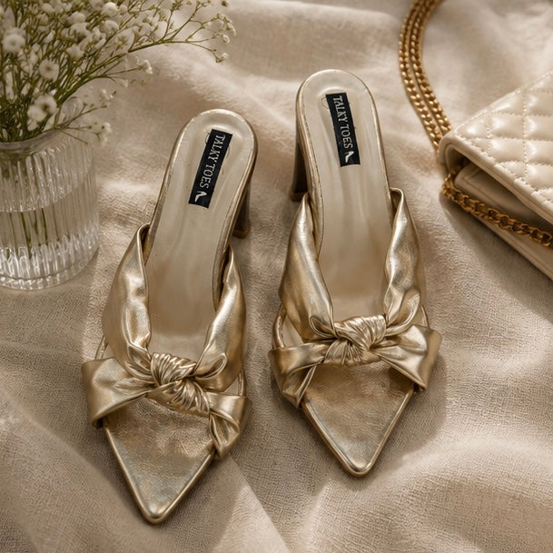 Serenil gold block heels
