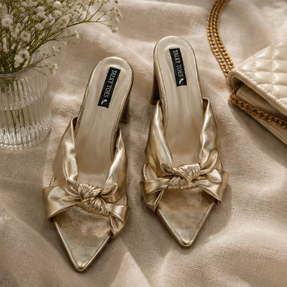 Serenil Gold Block Heels