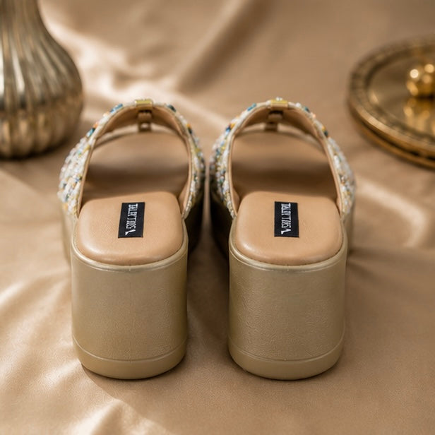 Handmade multi wedge mules