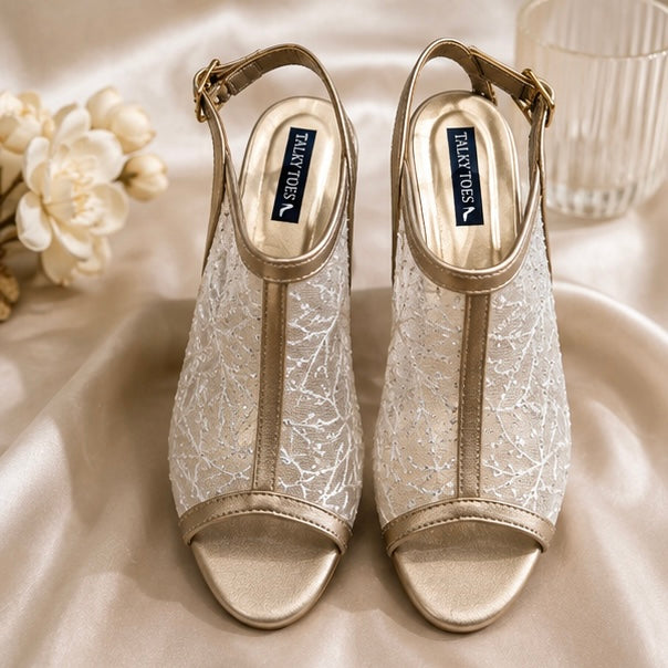 Aurelia gold block heels