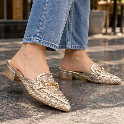 Horsbit mules - metallic gold
