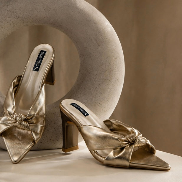 Serenil gold block heels