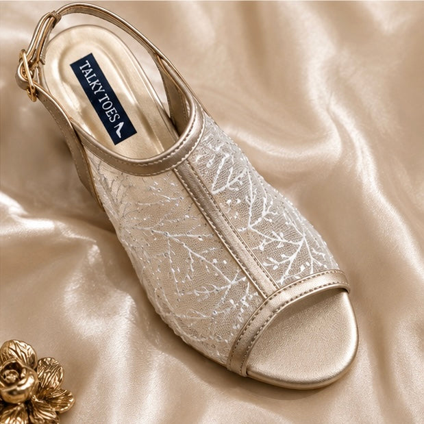 Aurelia gold block heels
