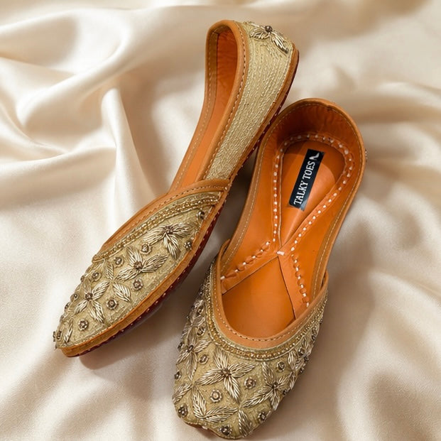 Golden Handwork Leather Jutti