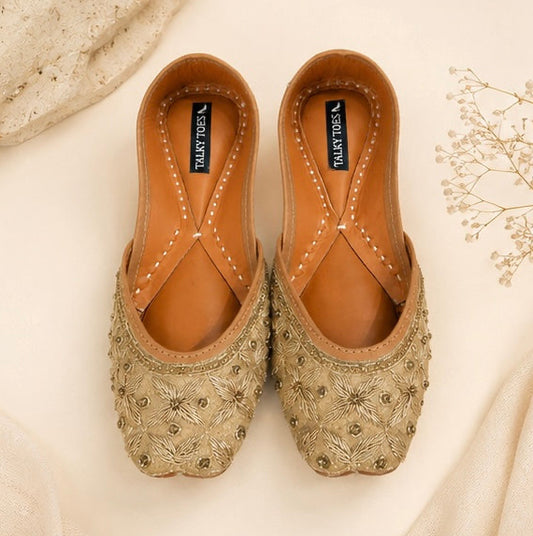 Golden Handwork Leather Jutti