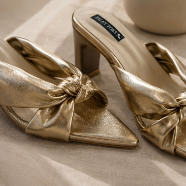 Serenil gold block heels
